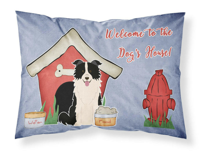 Dog House Collection Border Collie Black White Fabric Standard Pillowcase – Artistic Decorative Front, White Back BB2872PILLOWCASE