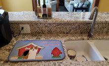 Load image into Gallery viewer, Dog House Collection Border Collie Red White Dish Drying Mat – Absorbent, Artistic Kitchen Essentials BB2873DDM