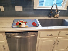 Load image into Gallery viewer, Dog House Collection Border Collie Red White Dish Drying Mat – Absorbent, Artistic Kitchen Essentials BB2873DDM