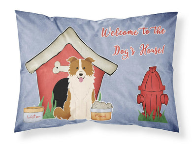 Dog House Collection Border Collie Red White Fabric Standard Pillowcase – Artistic Decorative Front, White Back BB2873PILLOWCASE