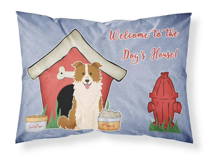 Dog House Collection Border Collie Red White Fabric Standard Pillowcase – Artistic Decorative Front, White Back BB2873PILLOWCASE