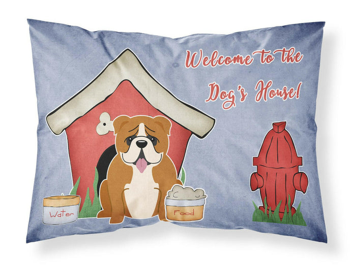 Dog House Collection English Bulldog Red White Fabric Standard Pillowcase – Artistic Decorative Front, White Back BB2874PILLOWCASE