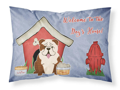 Dog House Collection English Bulldog Brindle White Fabric Standard Pillowcase – Artistic Decorative Front, White Back BB2875PILLOWCASE