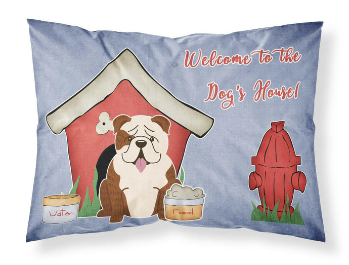 Dog House Collection English Bulldog Brindle White Fabric Standard Pillowcase – Artistic Decorative Front, White Back BB2875PILLOWCASE
