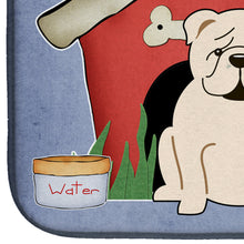 Load image into Gallery viewer, Dog House Collection English Bulldog White Dish Drying Mat – Absorbent, Artistic Kitchen Essentials BB2877DDM