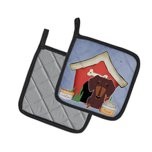 Load image into Gallery viewer, Dog House Collection Dachshund Chocolate Pot Holders - Set of 2 - Heat-Resistant Kitchen Essentials