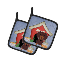 Load image into Gallery viewer, Dog House Collection Dachshund Chocolate Pot Holders - Set of 2 - Heat-Resistant Kitchen Essentials