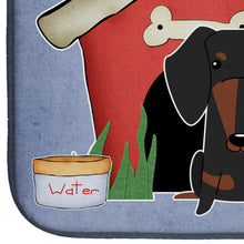 Load image into Gallery viewer, Dog House Collection Dachshund Black Tan Dish Drying Mat – Absorbent, Artistic Kitchen Essentials BB2886DDM