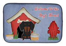 Load image into Gallery viewer, Dog House Collection Dachshund Black Tan Dish Drying Mat – Absorbent, Artistic Kitchen Essentials BB2886DDM