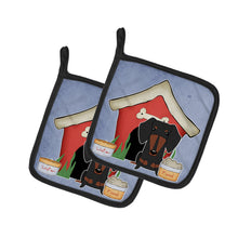 Load image into Gallery viewer, Dog House Collection Dachshund Black Tan Pot Holders - Set of 2 - Heat-Resistant Kitchen Essentials BB2886PTHD
