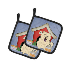 Load image into Gallery viewer, Dog House Collection Chow Chow White Pot Holders - Set of 2 - Heat-Resistant Kitchen Essentials