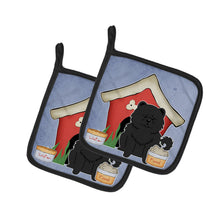 Load image into Gallery viewer, Dog House Collection Chow Chow Black Pot Holders - Set of 2 - Heat-Resistant Kitchen Essentials