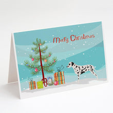 Load image into Gallery viewer, Dalmatian Merry Christmas Tree Greeting Cards -  Blank Note Cards – 8-Pack of Artist-Designed Cards with Envelopes
