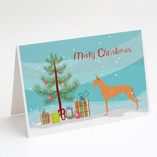 Load image into Gallery viewer, Pharaoh Hound Merry Christmas Tree Greeting Cards -  Blank Note Cards – 8-Pack of Artist-Designed Cards with Envelopes