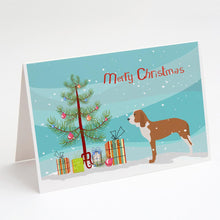 Load image into Gallery viewer, Spanish Hound Merry Christmas Tree Greeting Cards -  Blank Note Cards – 8-Pack of Artist-Designed Cards with Envelopes