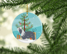 Load image into Gallery viewer, Bearded Collie Dog Merry Christmas Tree Ornament - Round Ceramic Ornament – Artist-Designed Keepsake Decoration BB2935CO1