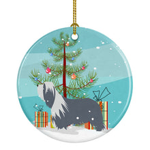 Load image into Gallery viewer, Bearded Collie Dog Merry Christmas Tree Ornament - Round Ceramic Ornament – Artist-Designed Keepsake Decoration BB2935CO1