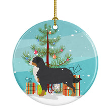 Load image into Gallery viewer, Bernese Mountain Dog Merry Christmas Tree Ornament - Round Ceramic Ornament – Artist-Designed Keepsake Decoration BB2937CO1