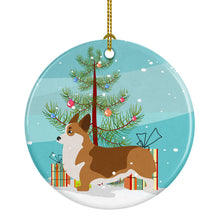 Load image into Gallery viewer, Corgi Merry Christmas Tree Ornament - Round Ceramic Ornament – Artist-Designed Keepsake Decoration BB2938CO1