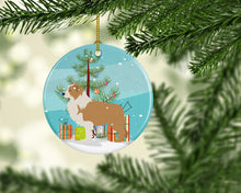 Load image into Gallery viewer, Red Border Collie Merry Christmas Tree Ornament - Round Ceramic Ornament – Artist-Designed Keepsake Decoration BB2940CO1