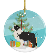 Load image into Gallery viewer, Black Border Collie Merry Christmas Tree Ornament - Round Ceramic Ornament – Artist-Designed Keepsake Decoration BB2941CO1