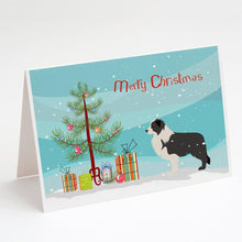 Load image into Gallery viewer, Black Border Collie Merry Christmas Tree Greeting Cards -  Blank Note Cards – 8-Pack of Artist-Designed Cards with Envelopes