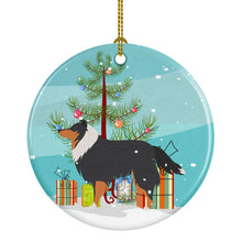 Load image into Gallery viewer, Sheltie/Shetland Sheepdog Merry Christmas Tree Ornament - Round Ceramic Ornament – Artist-Designed Keepsake Decoration BB2948CO1