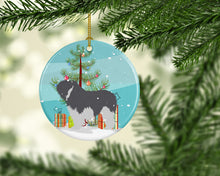 Load image into Gallery viewer, Polish Lowland Sheepdog Dog Merry Christmas Tree Ornament - Round Ceramic Ornament – Artist-Designed Keepsake Decoration BB2950CO1