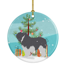 Load image into Gallery viewer, Polish Lowland Sheepdog Dog Merry Christmas Tree Ornament - Round Ceramic Ornament – Artist-Designed Keepsake Decoration BB2950CO1