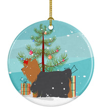 Load image into Gallery viewer, Yorkshire Terrier Yorkie Merry Christmas Tree Ornament - Round Ceramic Ornament – Artist-Designed Keepsake Decoration BB2952CO1