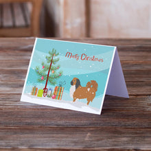 Load image into Gallery viewer, Pekingese Merry Christmas Tree Greeting Cards -  Blank Note Cards – 8-Pack of Artist-Designed Cards with Envelopes
