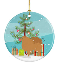 Load image into Gallery viewer, Pomeranian Merry Christmas Tree Ornament - Round Ceramic Ornament – Artist-Designed Keepsake Decoration BB2960CO1