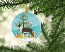 Load image into Gallery viewer, Boston Terrier Merry Christmas Tree Ornament - Round Ceramic Ornament – Artist-Designed Keepsake Decoration BB2962CO1