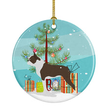 Load image into Gallery viewer, Boston Terrier Merry Christmas Tree Ornament - Round Ceramic Ornament – Artist-Designed Keepsake Decoration BB2962CO1