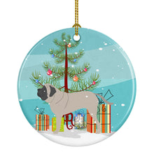 Load image into Gallery viewer, English Mastiff Merry Christmas Tree Ornament - Round Ceramic Ornament – Artist-Designed Keepsake Decoration BB2974CO1