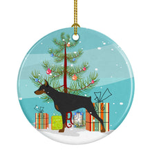 Load image into Gallery viewer, Doberman Pinscher Merry Christmas Tree Ornament - Round Ceramic Ornament – Artist-Designed Keepsake Decoration BB2978CO1