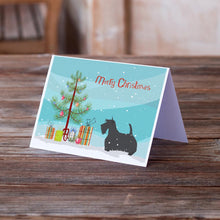 Load image into Gallery viewer, Scottish Terrier Merry Christmas Tree Greeting Cards -  Blank Note Cards – 8-Pack of Artist-Designed Cards with Envelopes