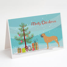 Load image into Gallery viewer, Bullmastiff Merry Christmas Tree Greeting Cards -  Blank Note Cards – 8-Pack of Artist-Designed Cards with Envelopes