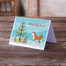 Load image into Gallery viewer, Akita Merry Christmas Tree Greeting Cards -  Blank Note Cards – 8-Pack of Artist-Designed Cards with Envelopes