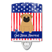 Load image into Gallery viewer, Patriotic USA Pug Brown Ceramic Night Light BB3002CNL