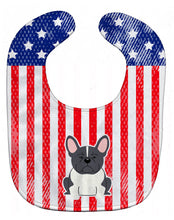 Load image into Gallery viewer, Patriotic USA French Bulldog Black White Baby Bib BB3007BIB