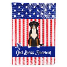 Load image into Gallery viewer, Patriotic USA Greater Swiss Mountain Dog Flag Canvas House Size BB3032CHF