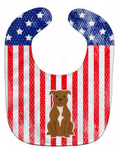 Load image into Gallery viewer, Patriotic USA Staffordshire Bull Terrier Brown Baby Bib BB3042BIB
