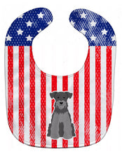 Load image into Gallery viewer, Patriotic USA Miniature Schanuzer Black Silver Baby Bib BB3047BIB