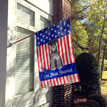 Load image into Gallery viewer, Patriotic USA Miniature Schanuzer Black Silver Flag Canvas House Size BB3047CHF