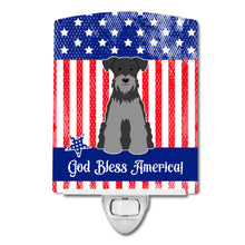 Load image into Gallery viewer, Patriotic USA Miniature Schanuzer Black Silver Ceramic Night Light BB3047CNL