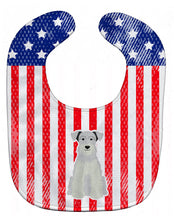 Load image into Gallery viewer, Patriotic USA Miniature Schanuzer White Baby Bib BB3048BIB