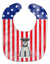 Load image into Gallery viewer, Patriotic USA Miniature Schanuzer Salt and Pepper Baby Bib BB3049BIB