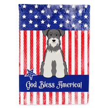 Load image into Gallery viewer, Patriotic USA Miniature Schanuzer Salt and Pepper Flag Canvas House Size BB3049CHF