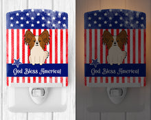 Load image into Gallery viewer, Patriotic USA Papillon Red White Ceramic Night Light BB3073CNL